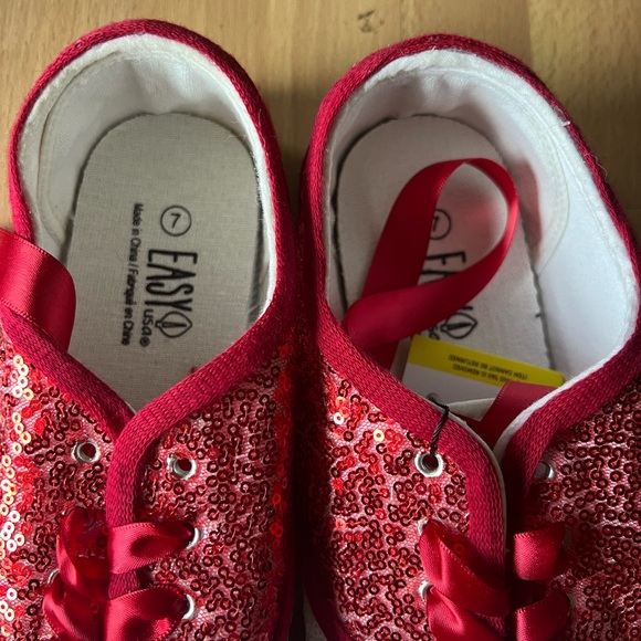 Custom Sequin Saddle Shoes Red White Swing Lindy Hop Mens 7 / Womens 9 Sneakers. - Picture 3 of 5